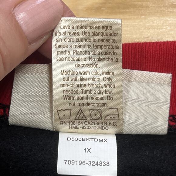 M & C Sportswear Black Bedazzled Embroidered Black Womens Sz 1X Christmas - Picture 7 of 10